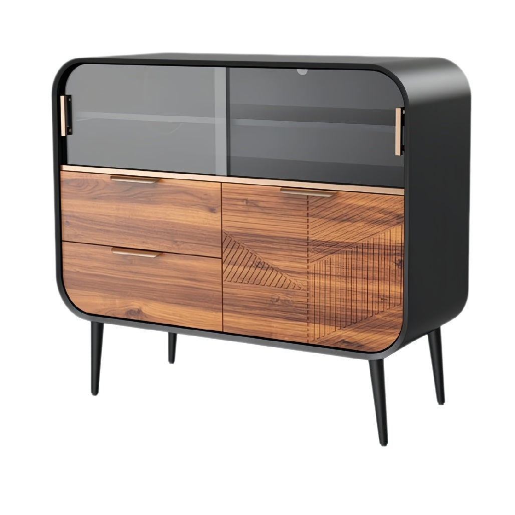 Moderne Dressoir met Houtaccenten en Glasdeuren