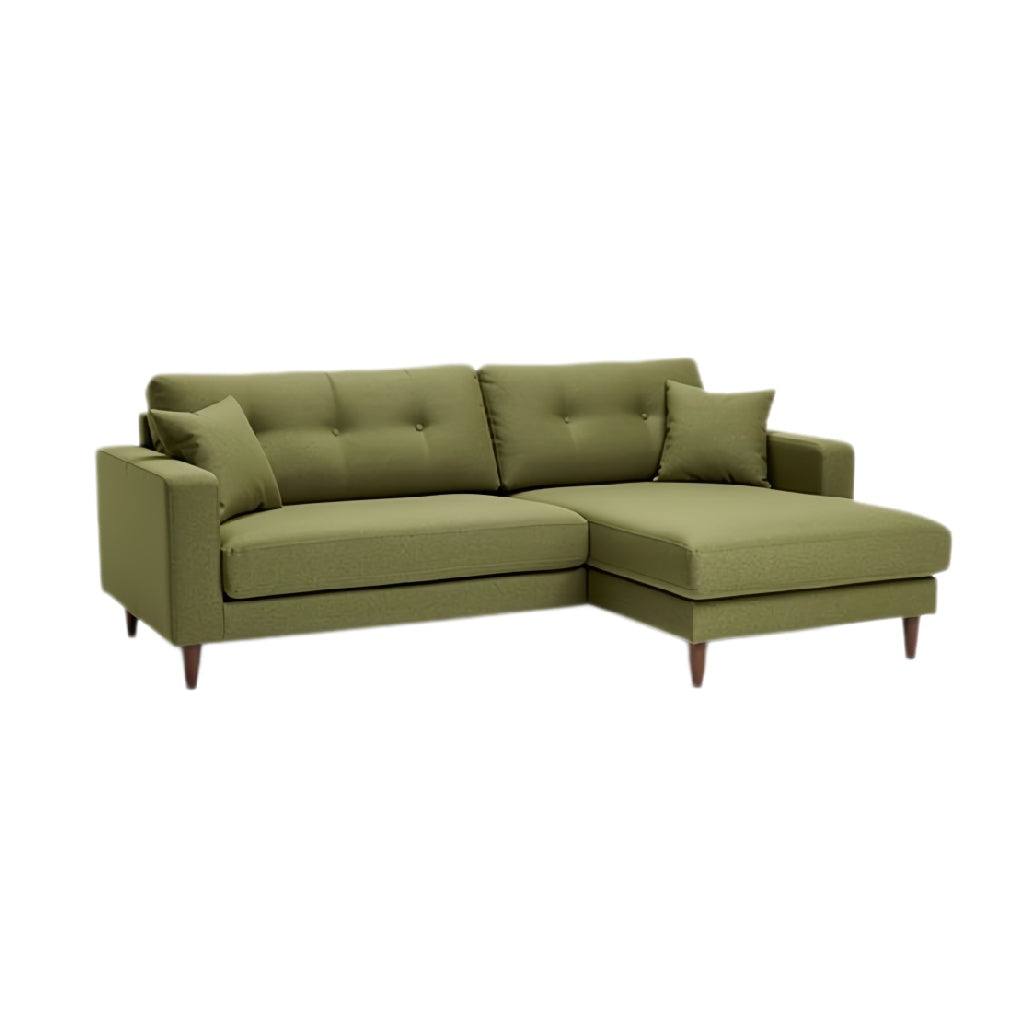 Moderne groene loungebank met chaise longue