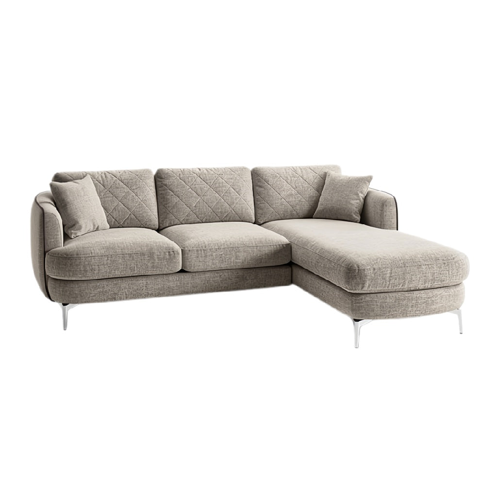 Moderne hoekbank met quilted ontwerp in neutrale kleur
