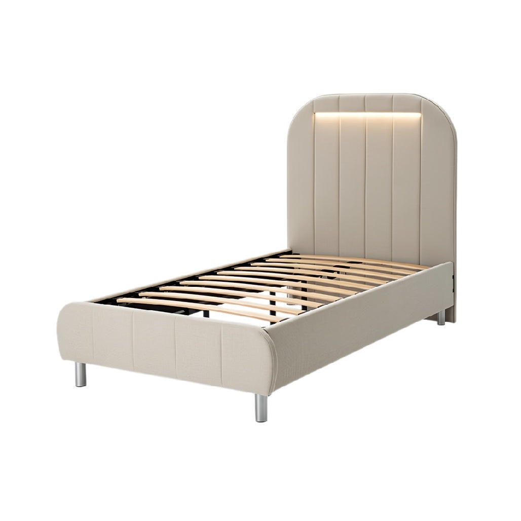 Modern Eenpersoonsbed met Verlichting en Ge茂ntegreerd Lattenbodem